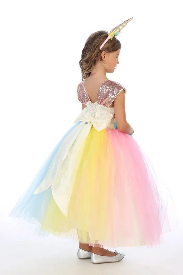 Gala Rainbow Unicorn Princess Dress (034)-Girls-Chacho's Kids