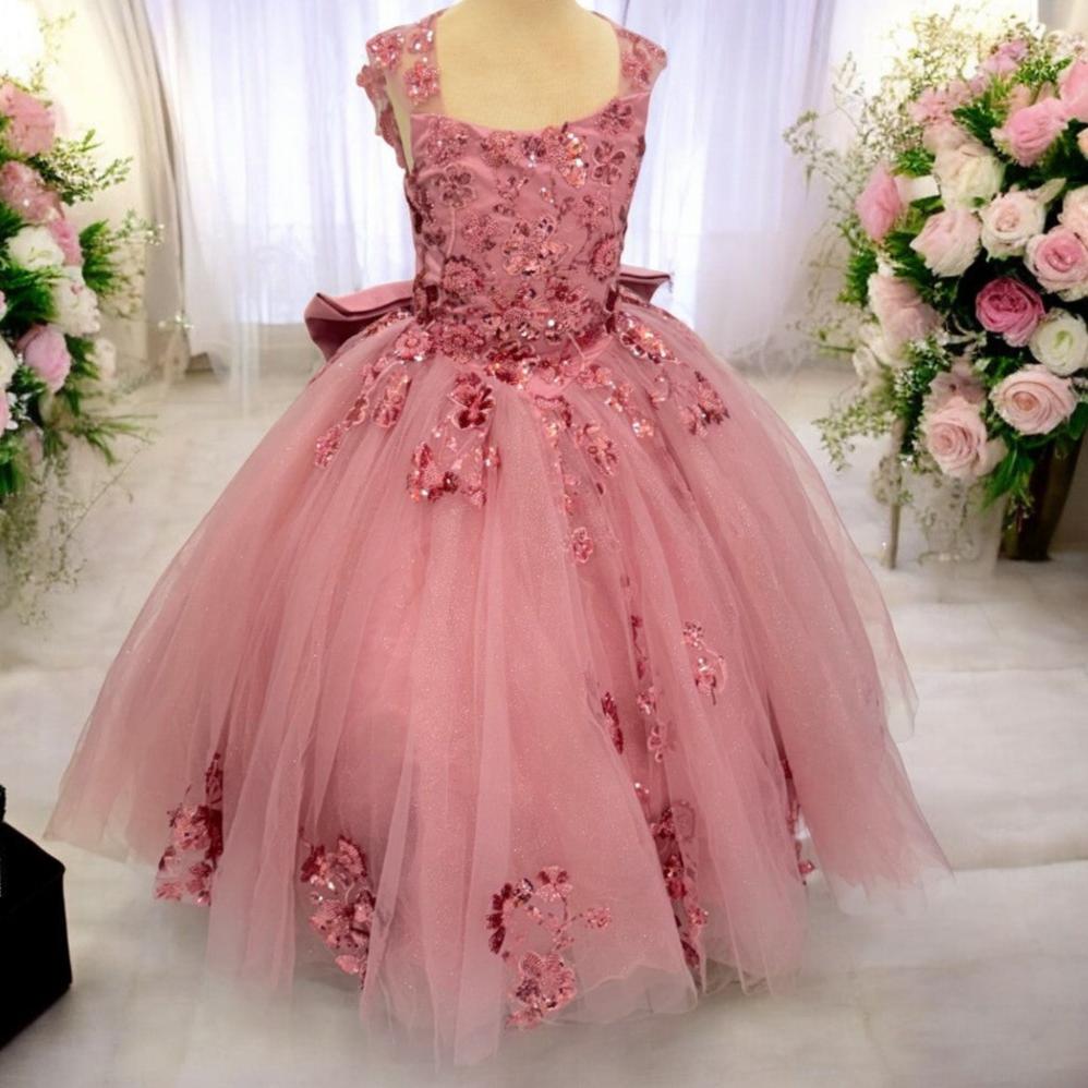Ball Gown Dress (02631)-Girls-Dusty Rose-2-Chacho's Kids
