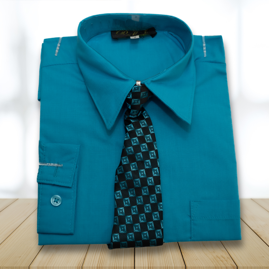 Turquoise-B-Boys-2T-Dress Shirts-Chacho’s Kids