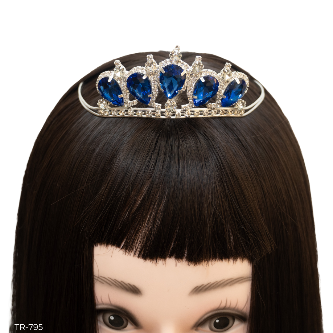 Girls Princess Tiara (TR-795)-Girls-Blue/Silver-Chacho's Kids