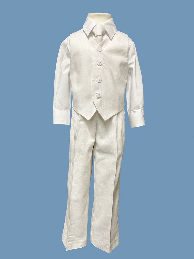 Boys Linen Vest Set (116)-Boys-White-6M-Chacho’s Kids
