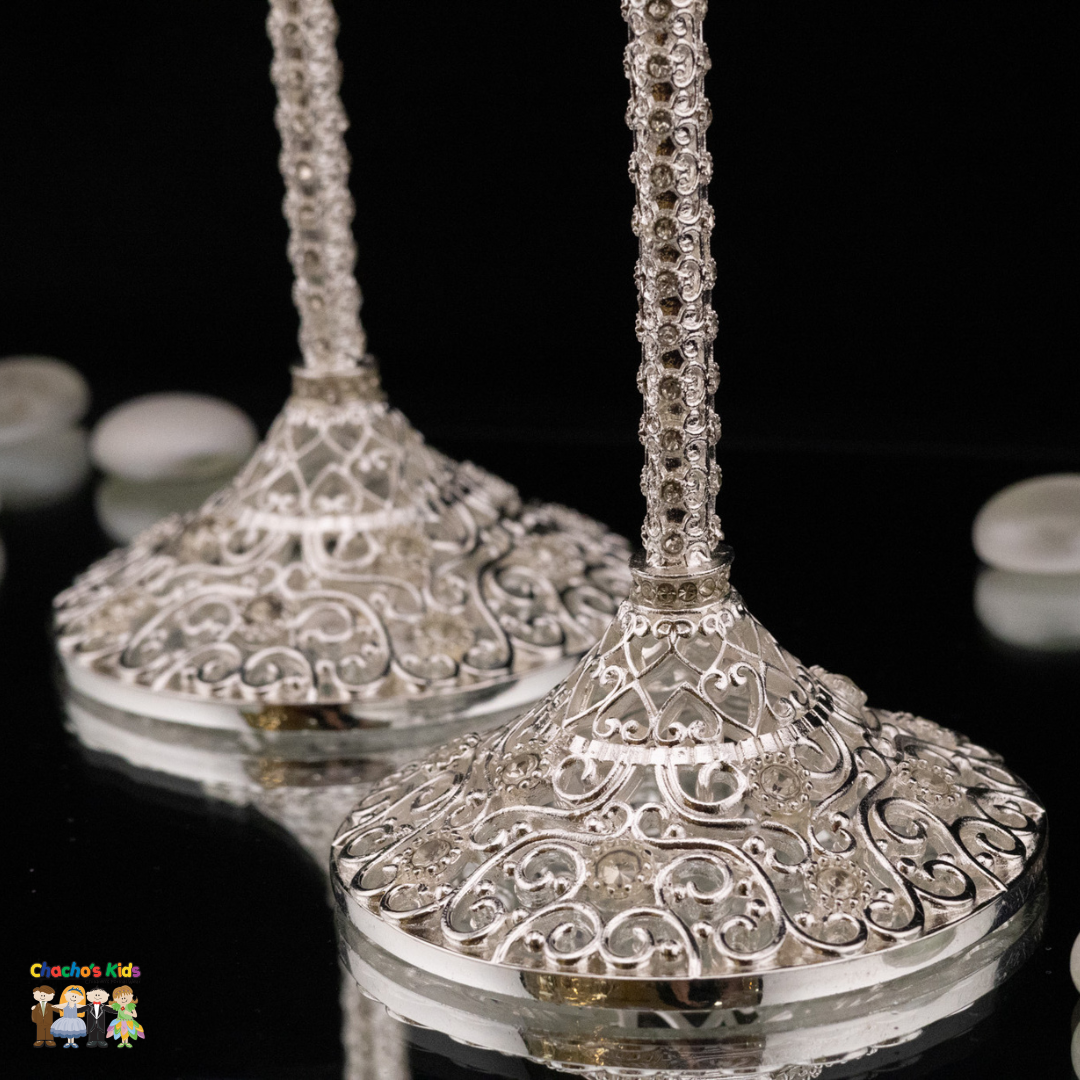 Super Elegant Wedding Wine Cups/ Wedding Flutes Set-Silver-082-Wedding Accessories-Chacho's Kids