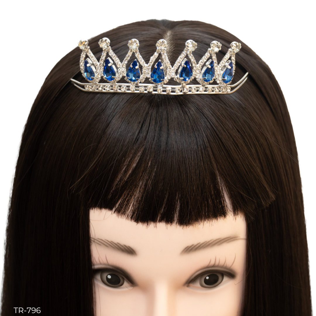 Girls Princess Tiara (TR-796)-Girls-Blue/Silver-Chacho's Kids