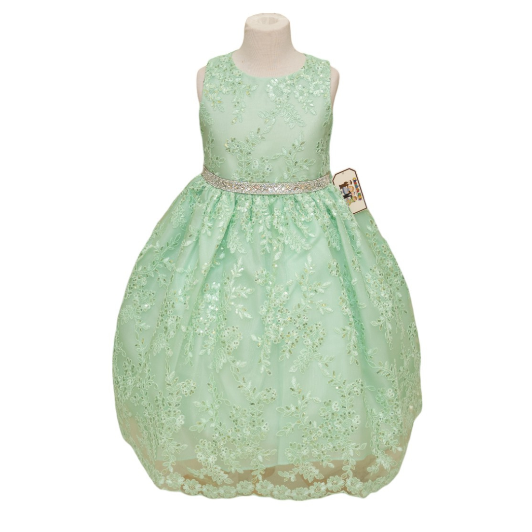 Party / Flower Girl Dress (D-1610)-Girls-Mint Green-2-Chacho's Kids