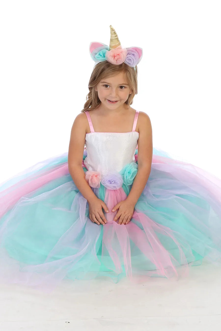 Rainbow Unicorn Princess Dress (1449)-Girls-Chacho's Kids
