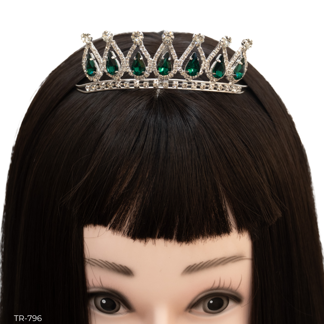 Girls Princess Tiara (TR-796)-Girls-Hunter/Silver-Chacho's Kids