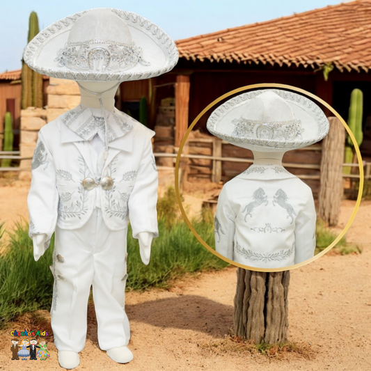 Charro Baptism (6-Piece) (White/Horse/Silver)-Boys-6M-Chacho's Kids