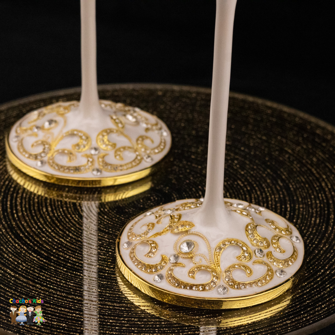 Super Elegant Wedding Wine Cups/ Wedding Flutes Set-Gold-007-Wedding Accessories-Chacho's Kids