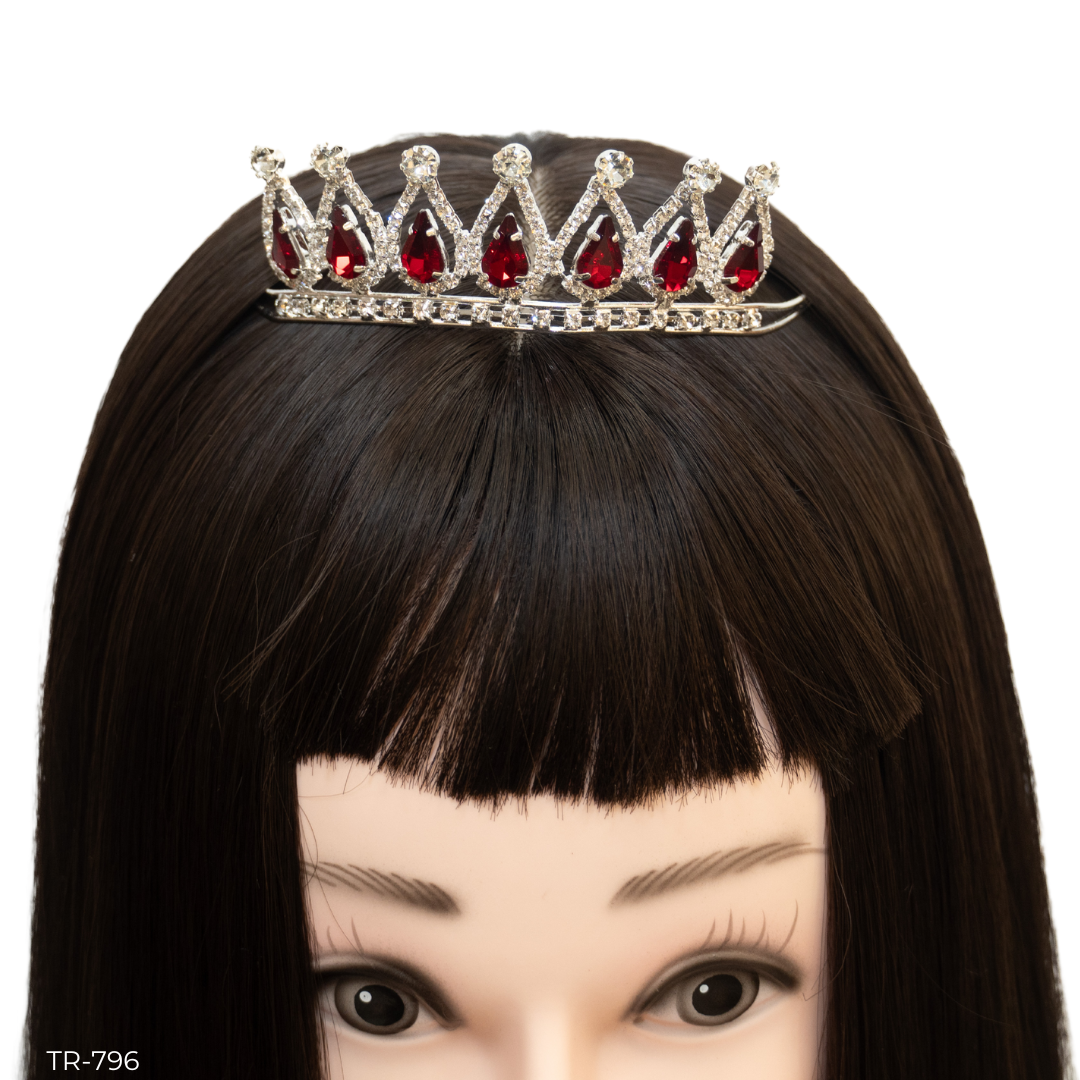 Girls Princess Tiara (TR-796)-Girls-Red/Silver-Chacho's Kids