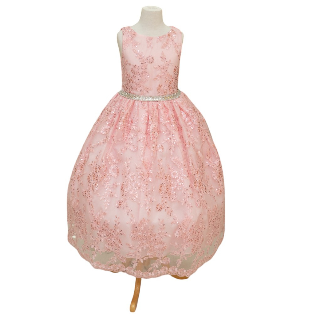 Party / Flower Girl Dress (D-1610)-Girls-Pink-2-Chacho's Kids
