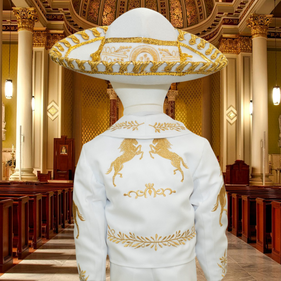 Charro Baptism (6-Piece) (White/Horse/Gold)-Boys-Chacho's Kids