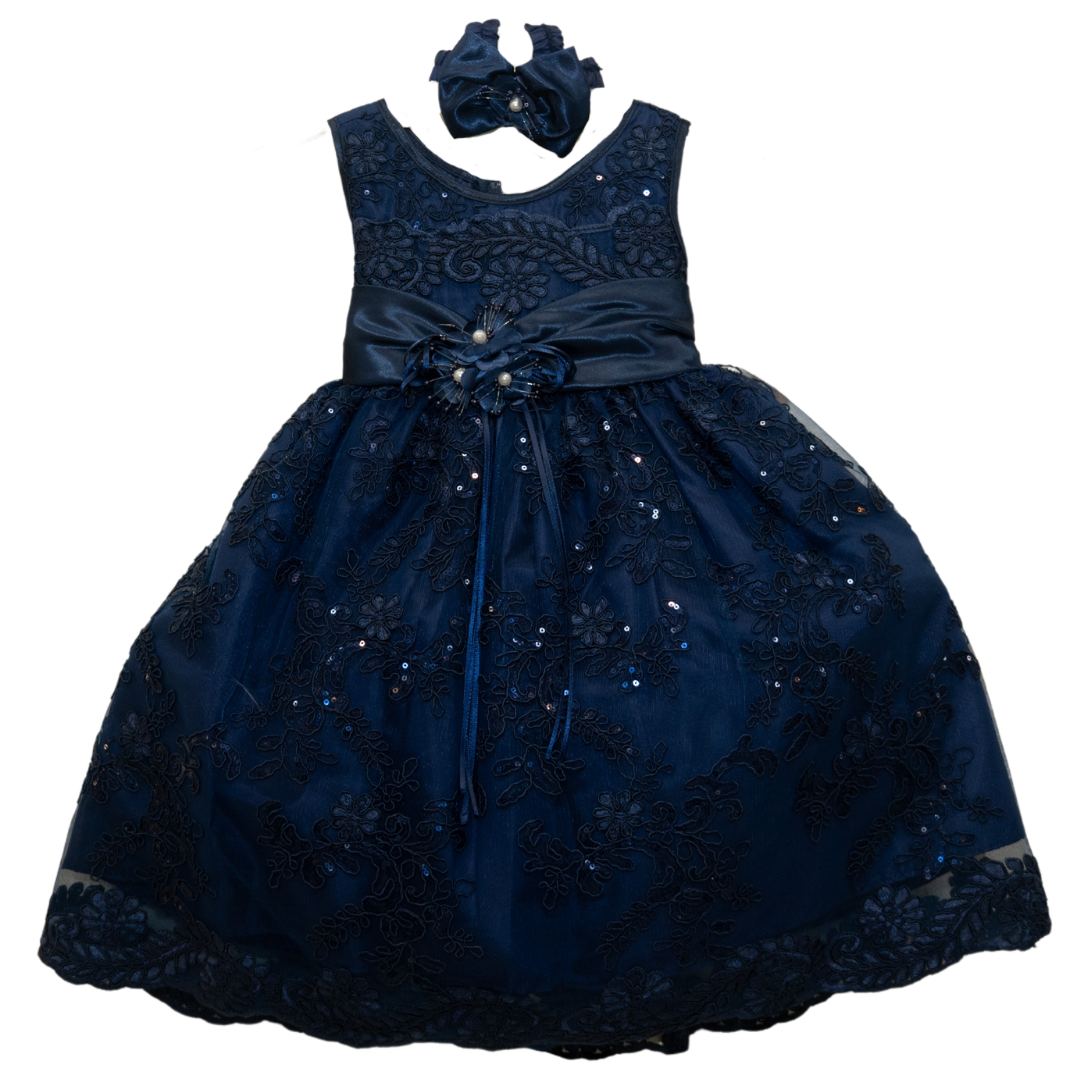 Baby Party/Flower Girl Dress (D1560)-Girls-Navy Blue-S-Chacho's Kids