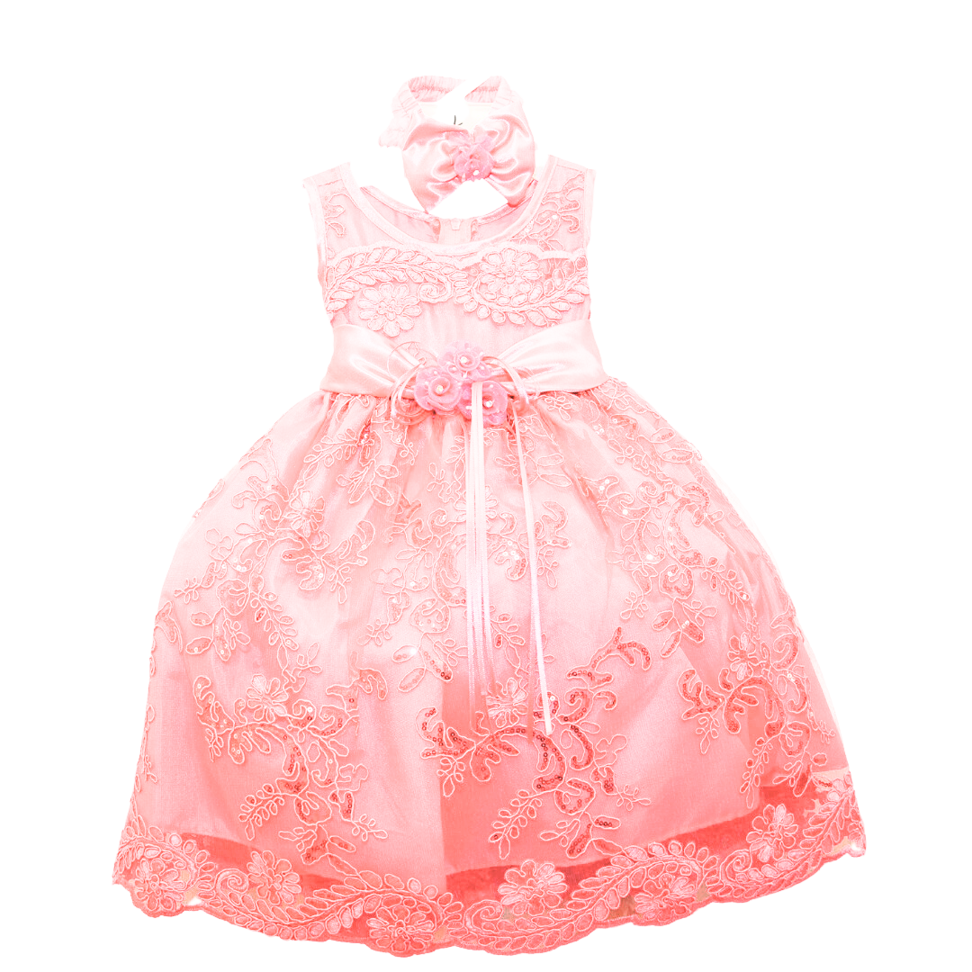 Baby Party/Flower Girl Dress (D1560)-Girls-Pink-S-Chacho's Kids