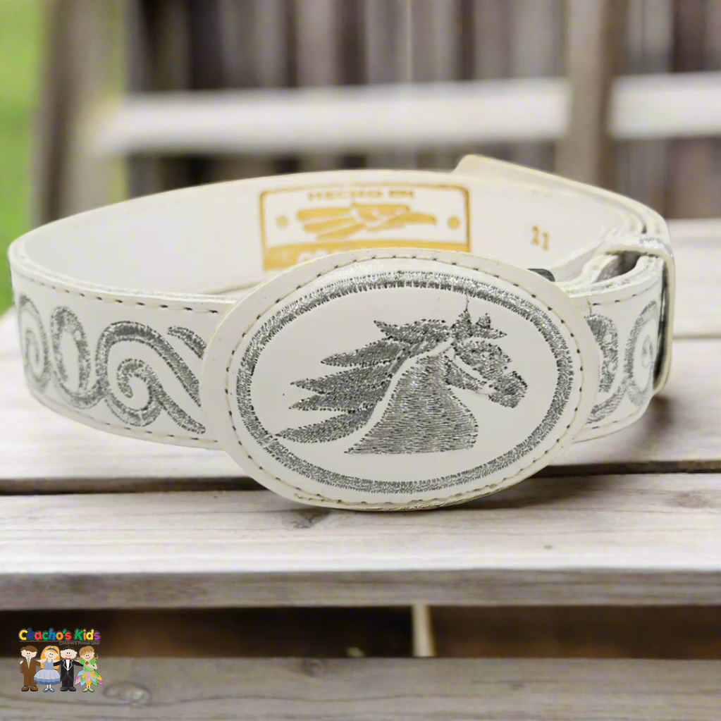 Boys Charro Belt, Silver Horse, Buckle