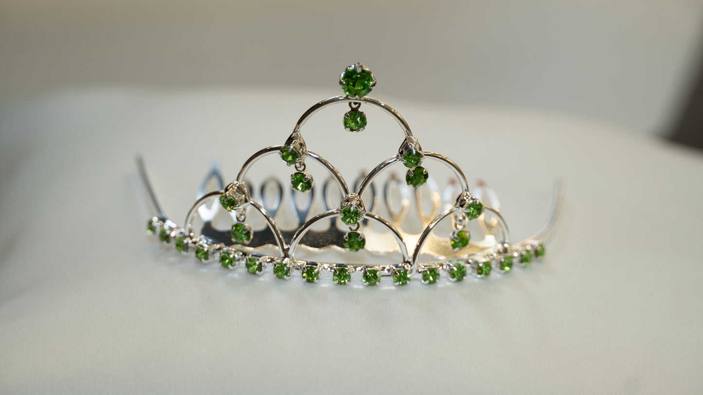 Girls Princess Tiara (TR-737)-Girls-Silver/Light Green-Chacho's Kids