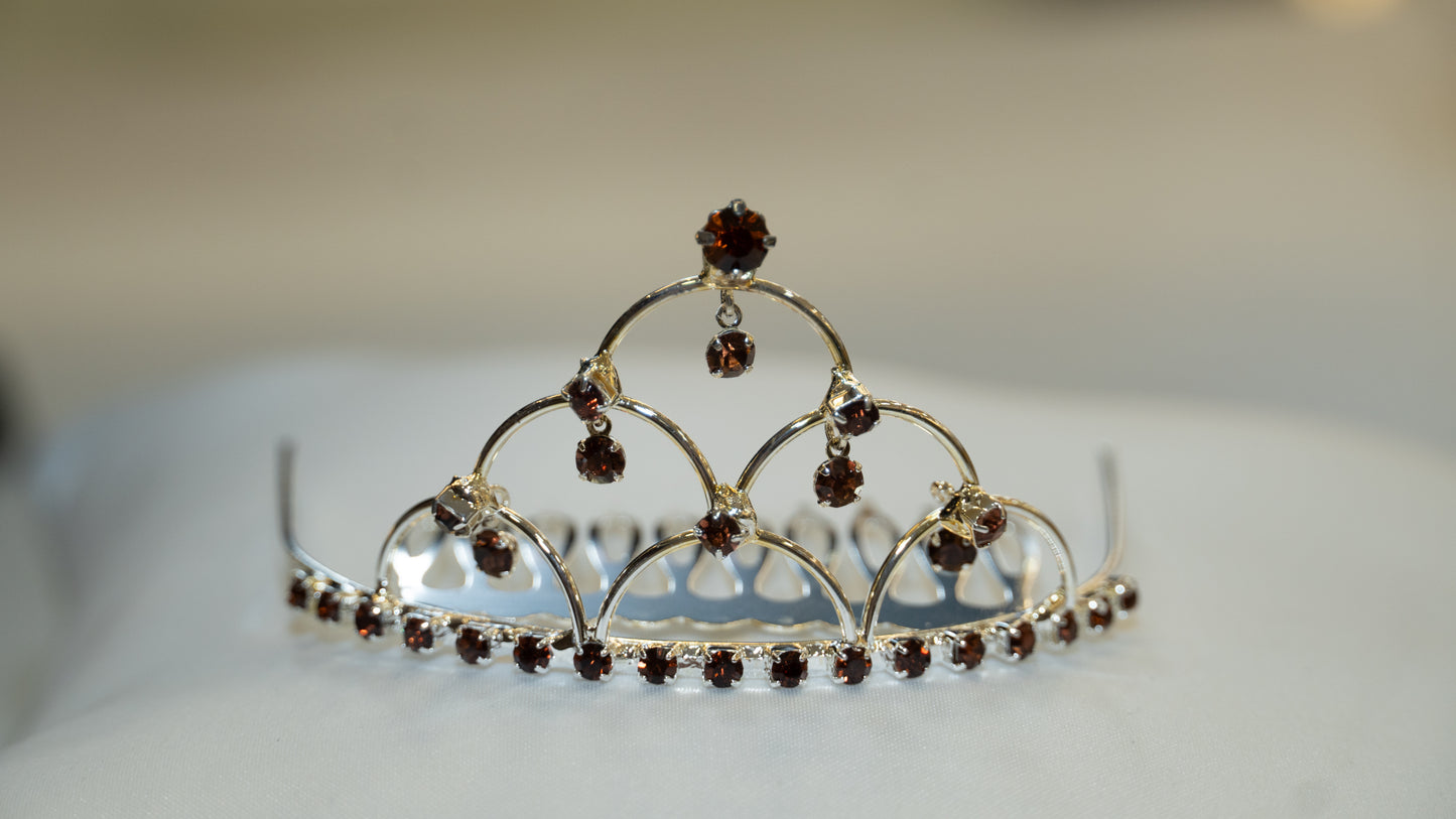 Girls Princess Tiara (TR-737)-Girls-Silver/Brown-Chacho's Kids