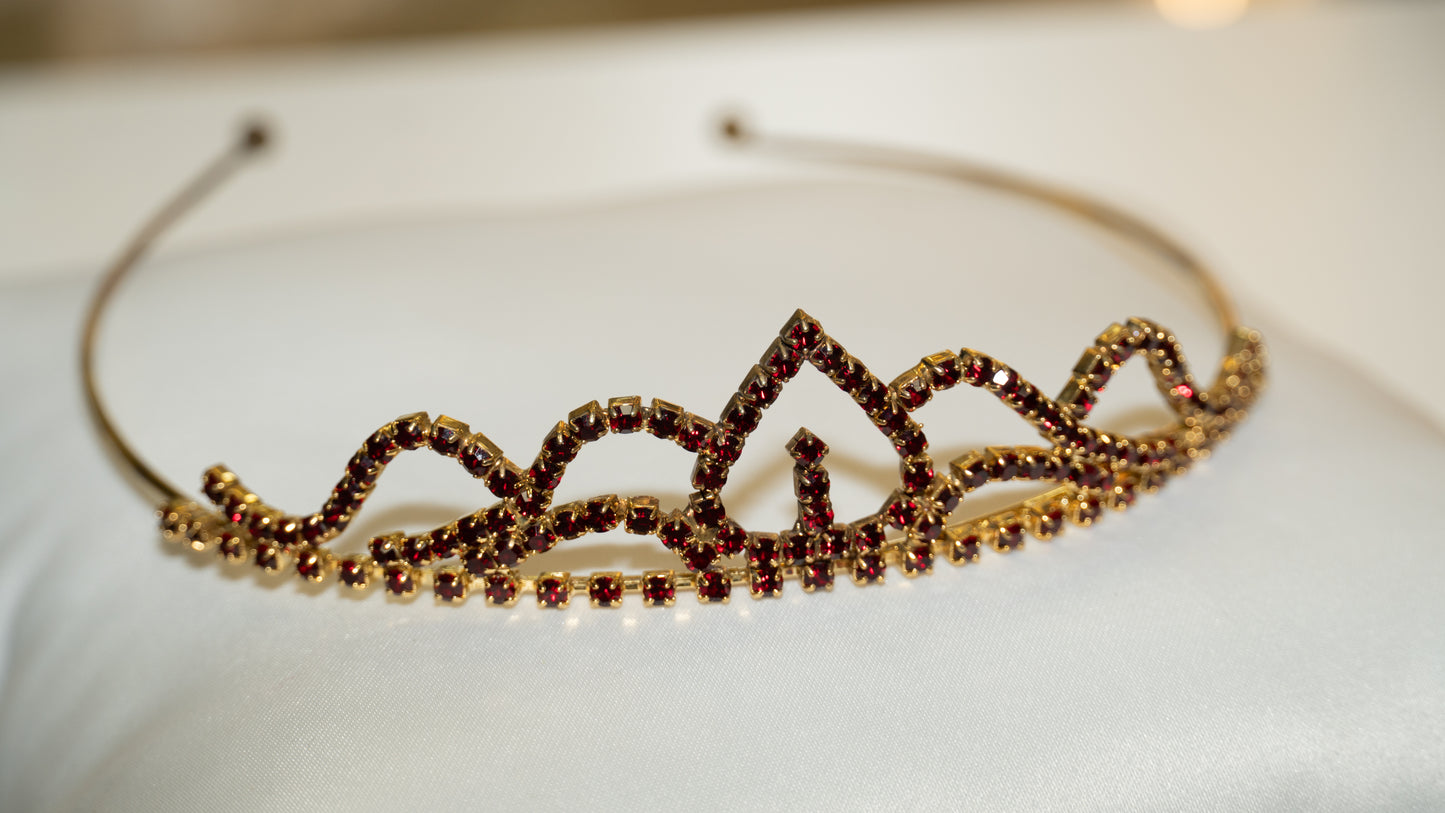 Girls Princess Tiara (TR-746)-Girls-Gold/Red-Chacho's Kids