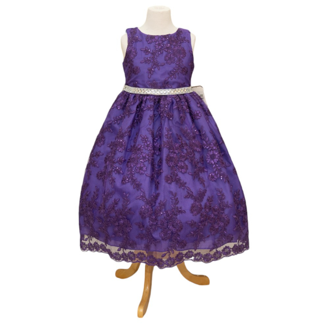 Party / Flower Girl Dress (D-1610)-Girls-Purple-2-Chacho's Kids