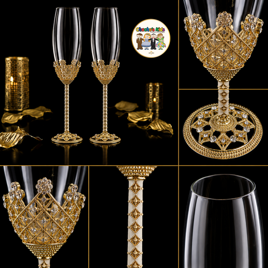 Royal Crown Wedding Flutes (Gold)-800