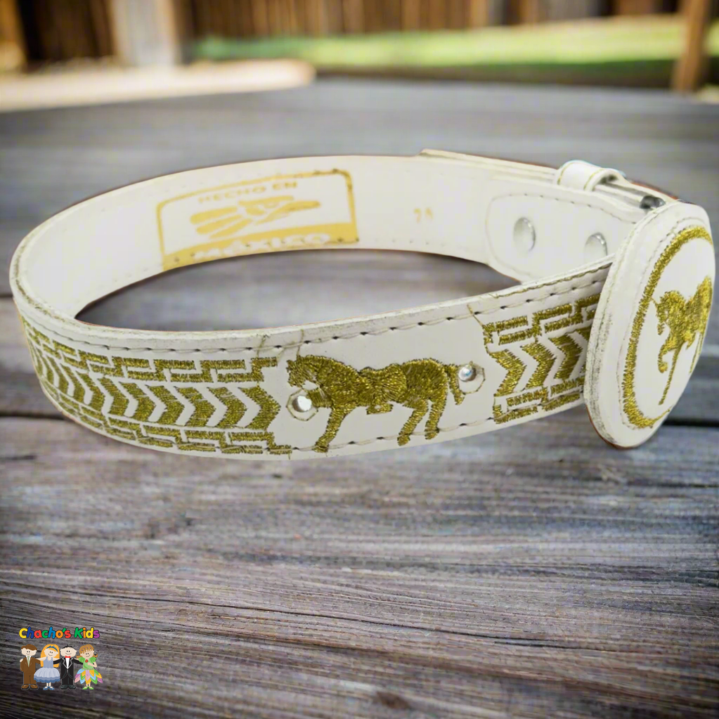 Boys Charro Belt, Gold Horse, Loop
