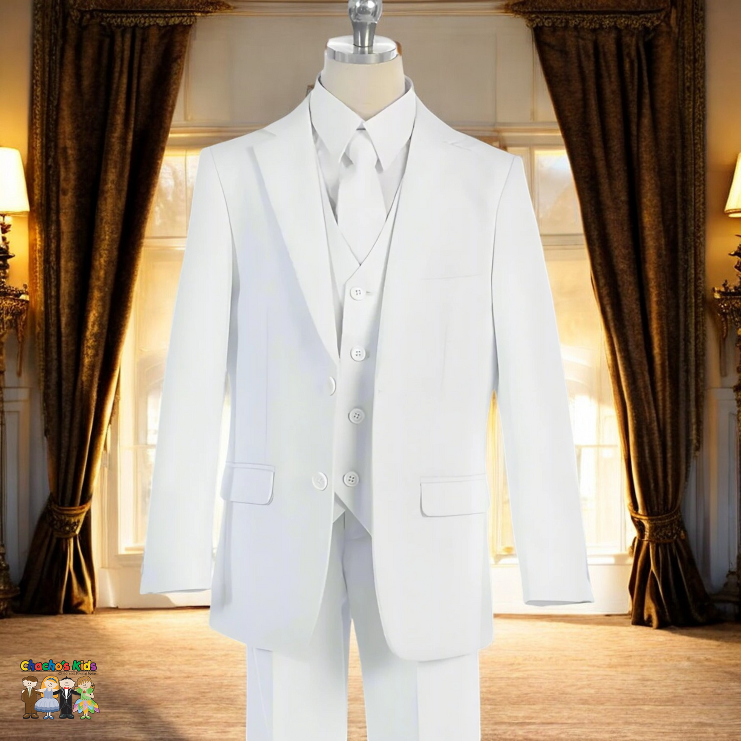 Classic Suit White (BJ4005)-Boys-Chacho's Kids