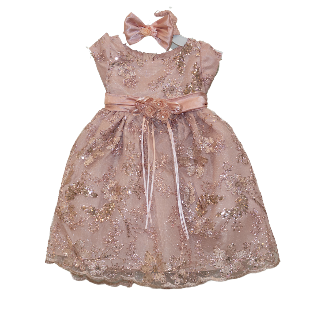 Baby Party / Flower Girl Dress (D-1664)-Girls-Rose Gold-S-Chacho's-Kids