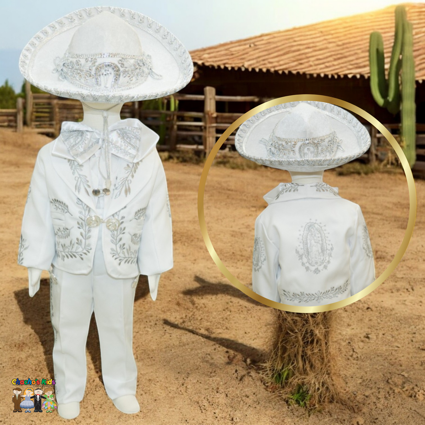 Charro Baptism (6-Piece) (White/Virgin/Silver)-Boys-Chacho's Kids