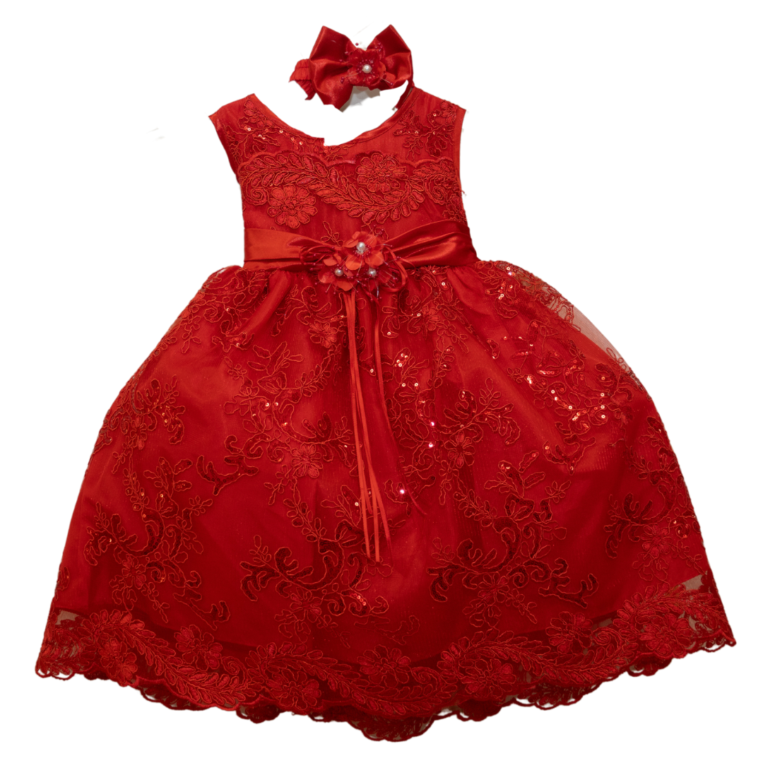 Baby Party/Flower Girl Dress (D1560)-Girls-Red-S-Chacho's Kids