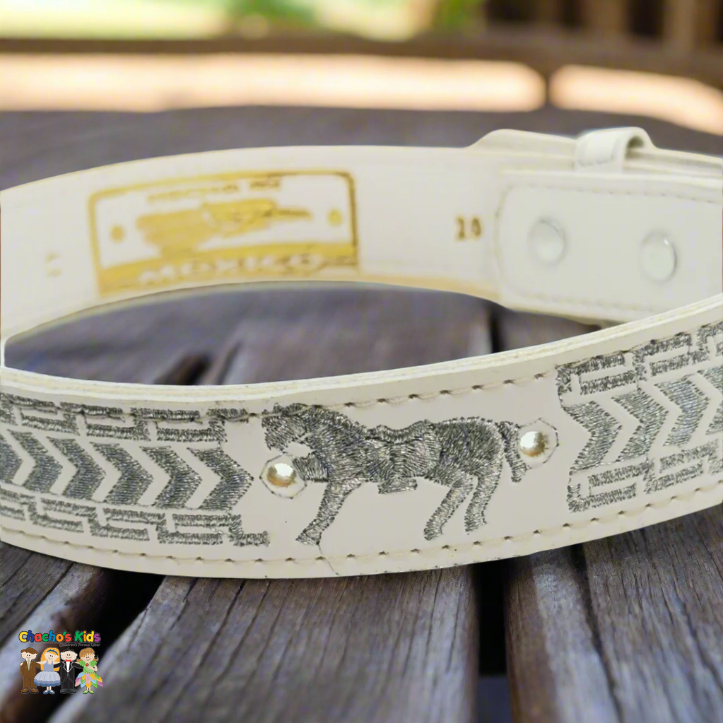 Boys Charro Belt, Silver Horse, Loop