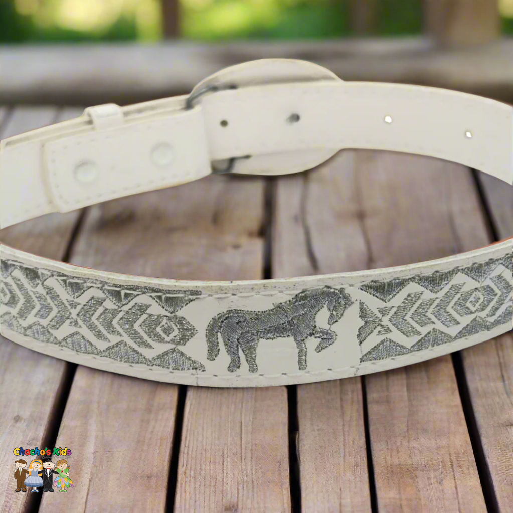 Boys Charro Belt, Silver Horse, Loop