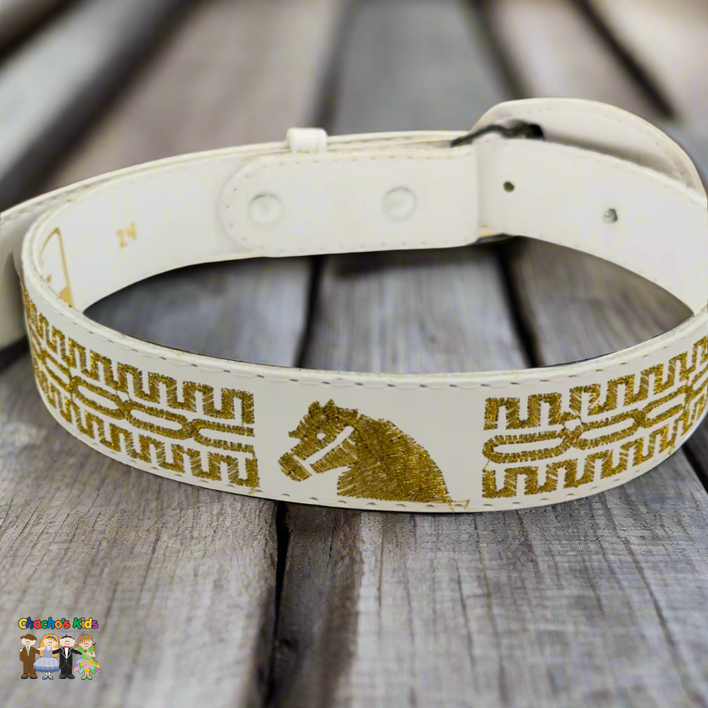 Boys Charro Belt, Gold Horse, Loop