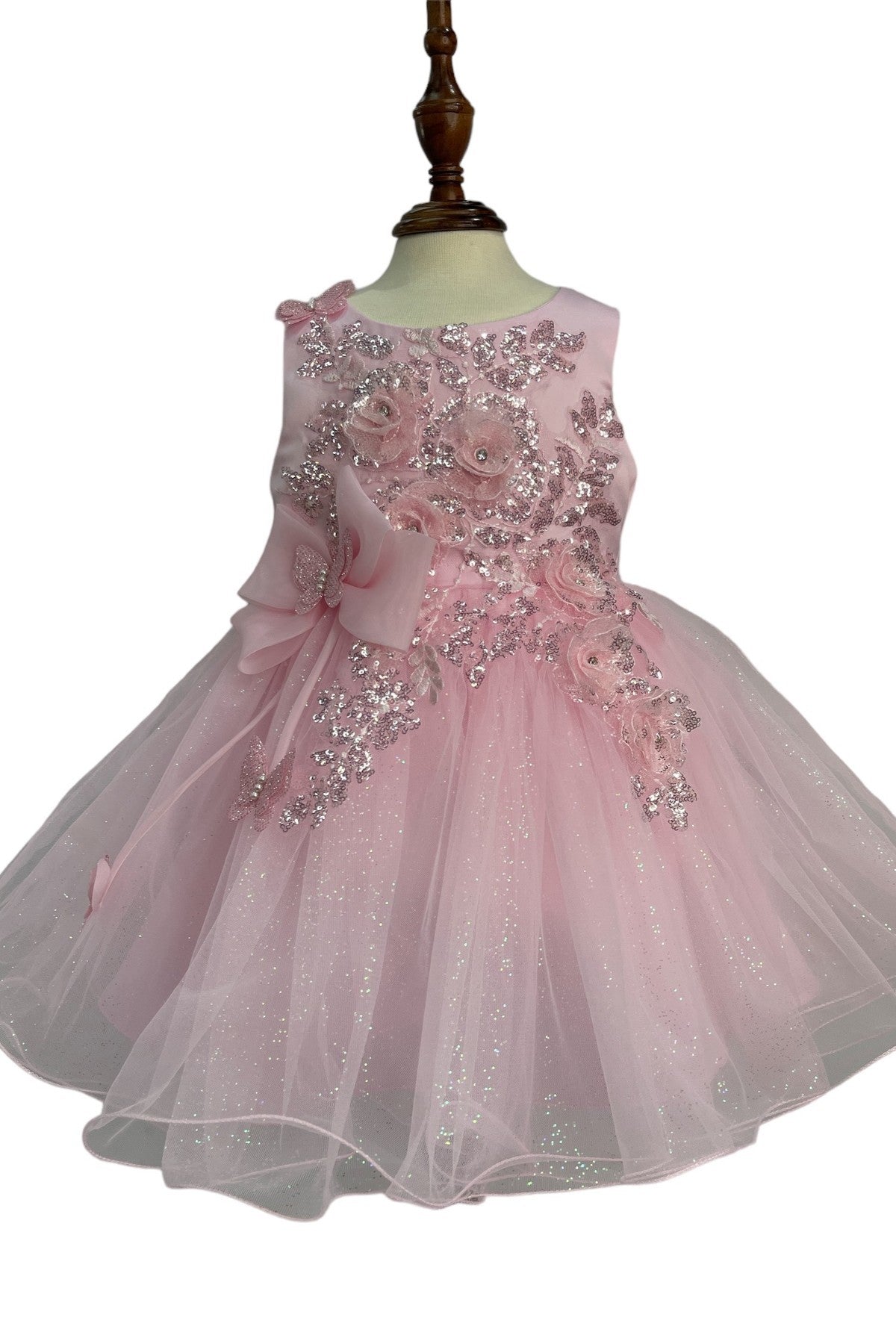 Baby Party / Flower Girl Dress (9166B)-Girls-Pink-S-Chacho's-Kids