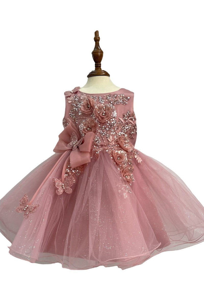 Baby Party / Flower Girl Dress (9166B)-Girls-Dusty Rose-S-Chacho's-Kids