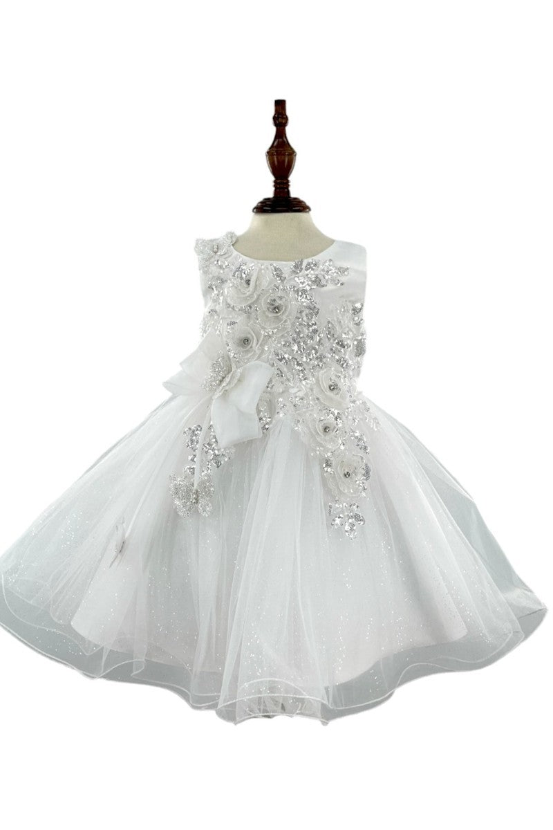 Baby Party / Flower Girl Dress (9166B)-Girls-White-S-Chacho's-Kids