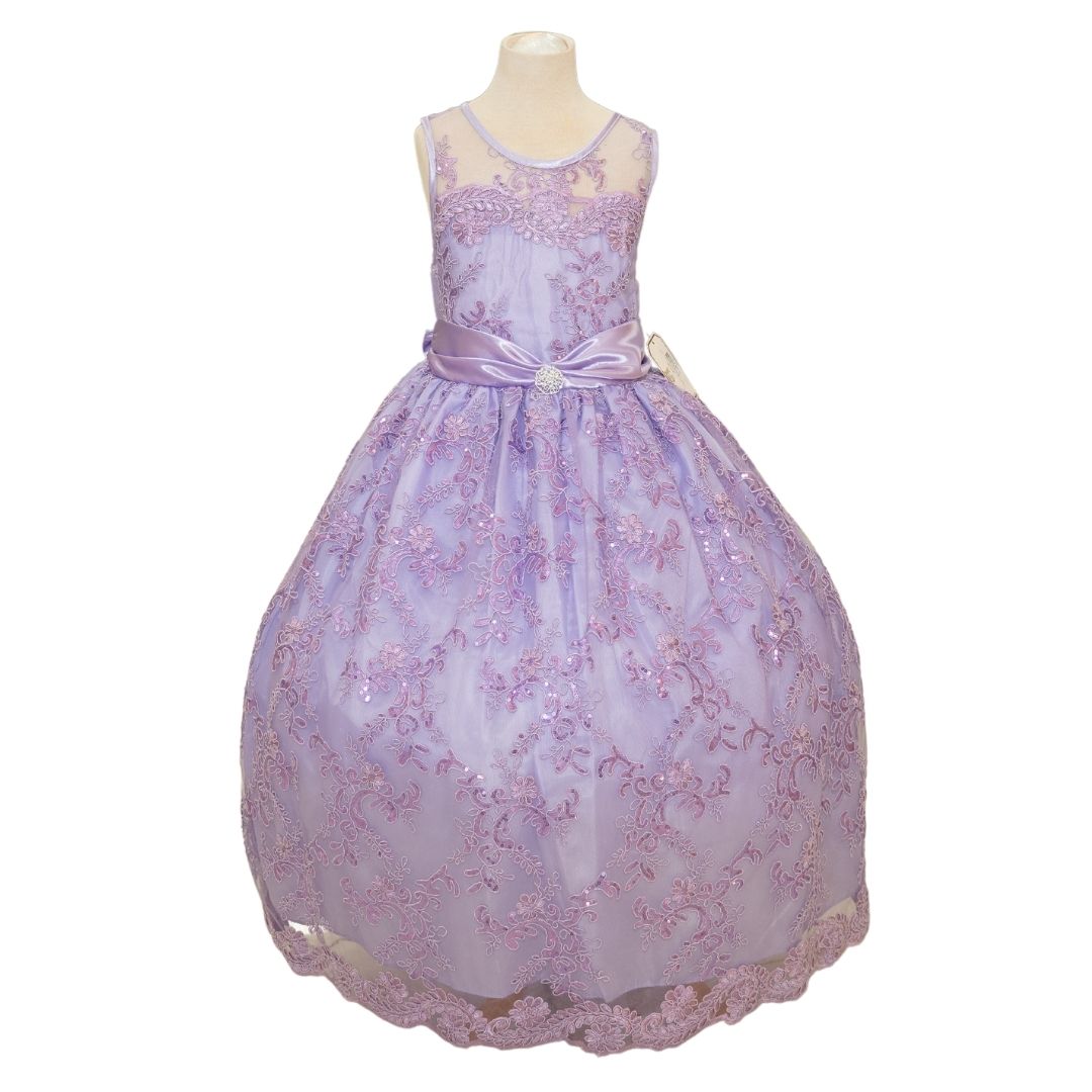 Party/Flower Girl Dress (D1550)-Girls-Lilac-2-Chacho's Kids