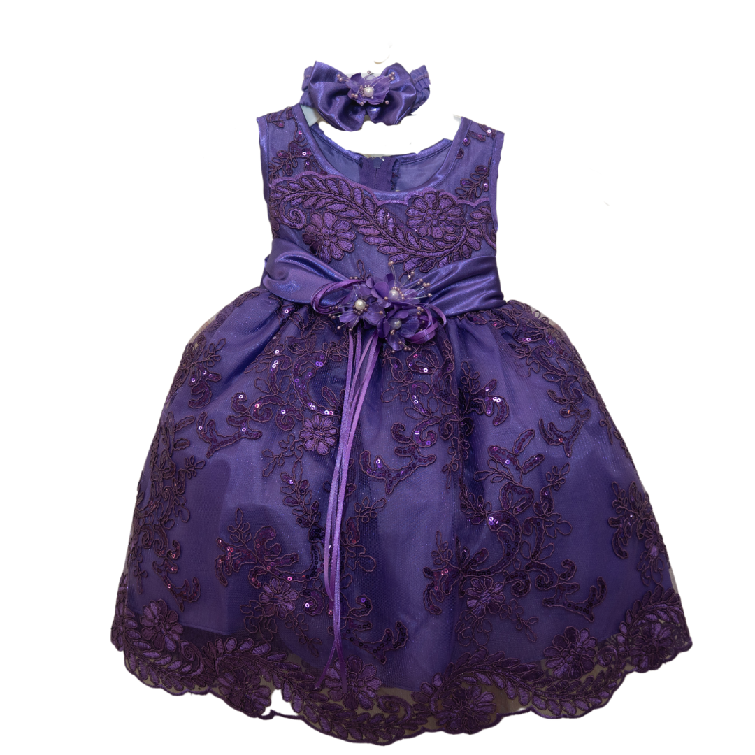 Baby Party/Flower Girl Dress (D1560)-Girls-Purple-S-Chacho's Kids