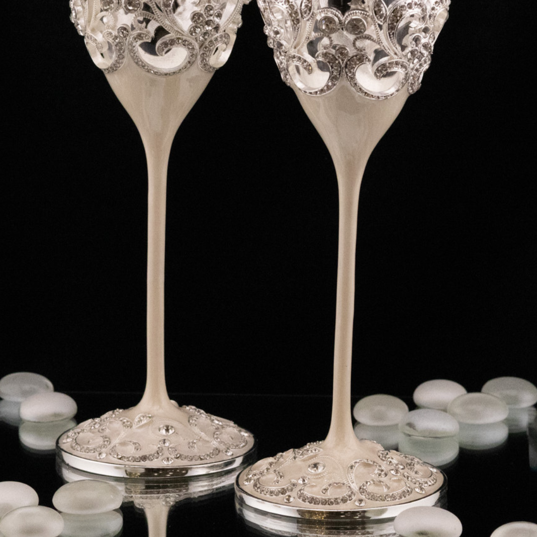 Super Elegant Wedding Wine Cups/ Wedding Flutes Set-Silver-091-Wedding Accessories-Chacho's Kids