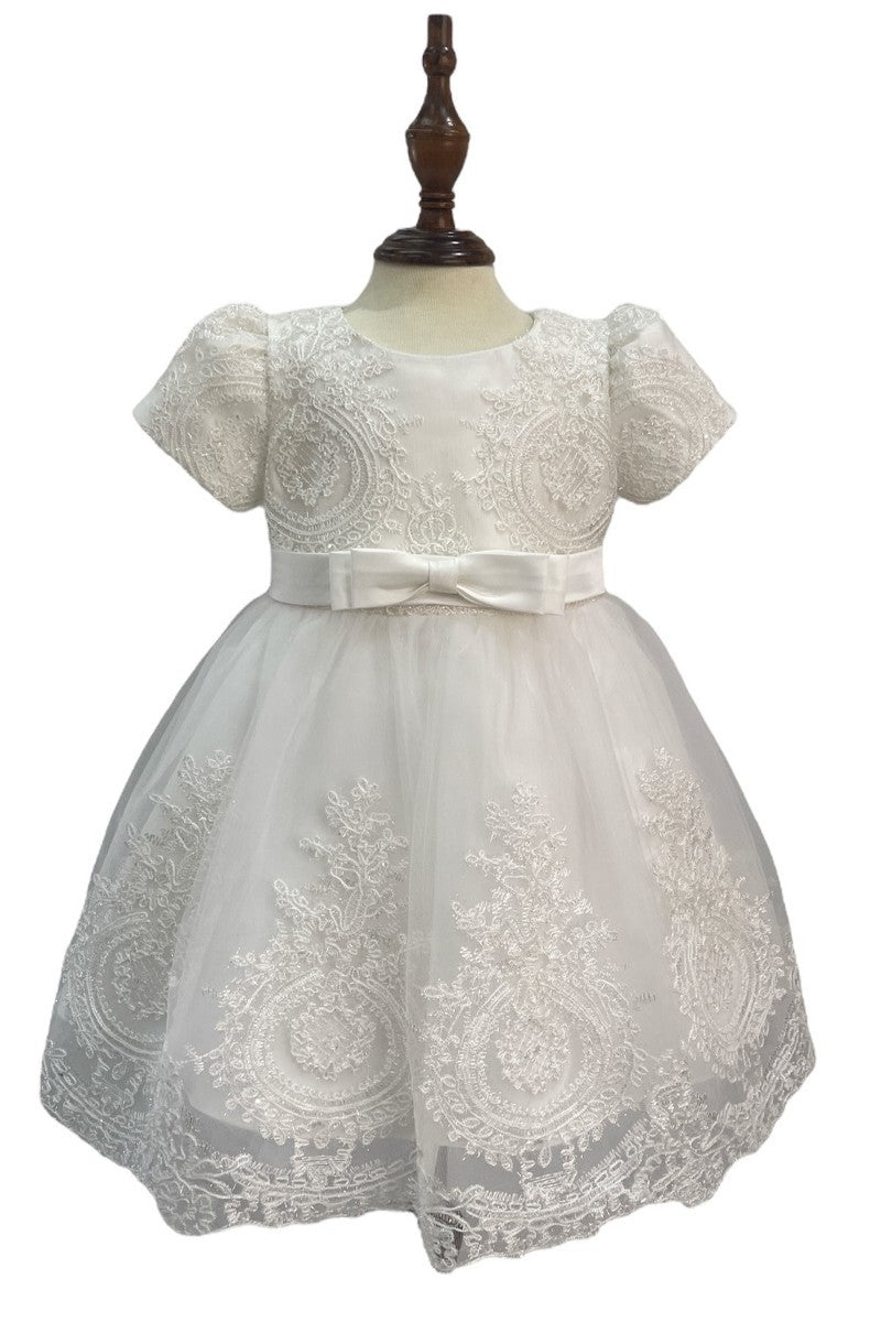 Baby Party / Flower Girl Dress (9158B)-Girls-White-S-Chacho's-Kids