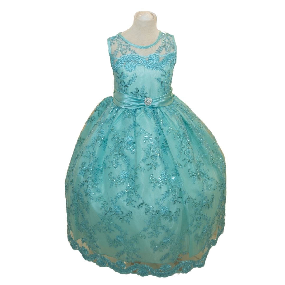 Party/Flower Girl Dress (D1550)-Girls-Mint Green-2-Chacho's Kids
