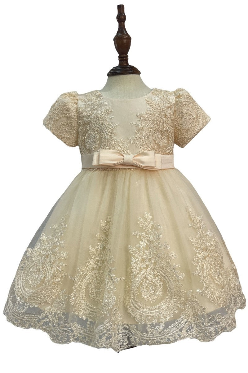 Baby Party / Flower Girl Dress (9158B)-Girls-Champagne-S-Chacho's-Kids