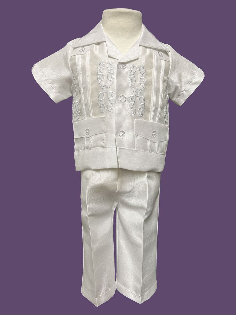 Boys Guayabera Baptism Outfit (442)-Boys-Chacho’s Kids