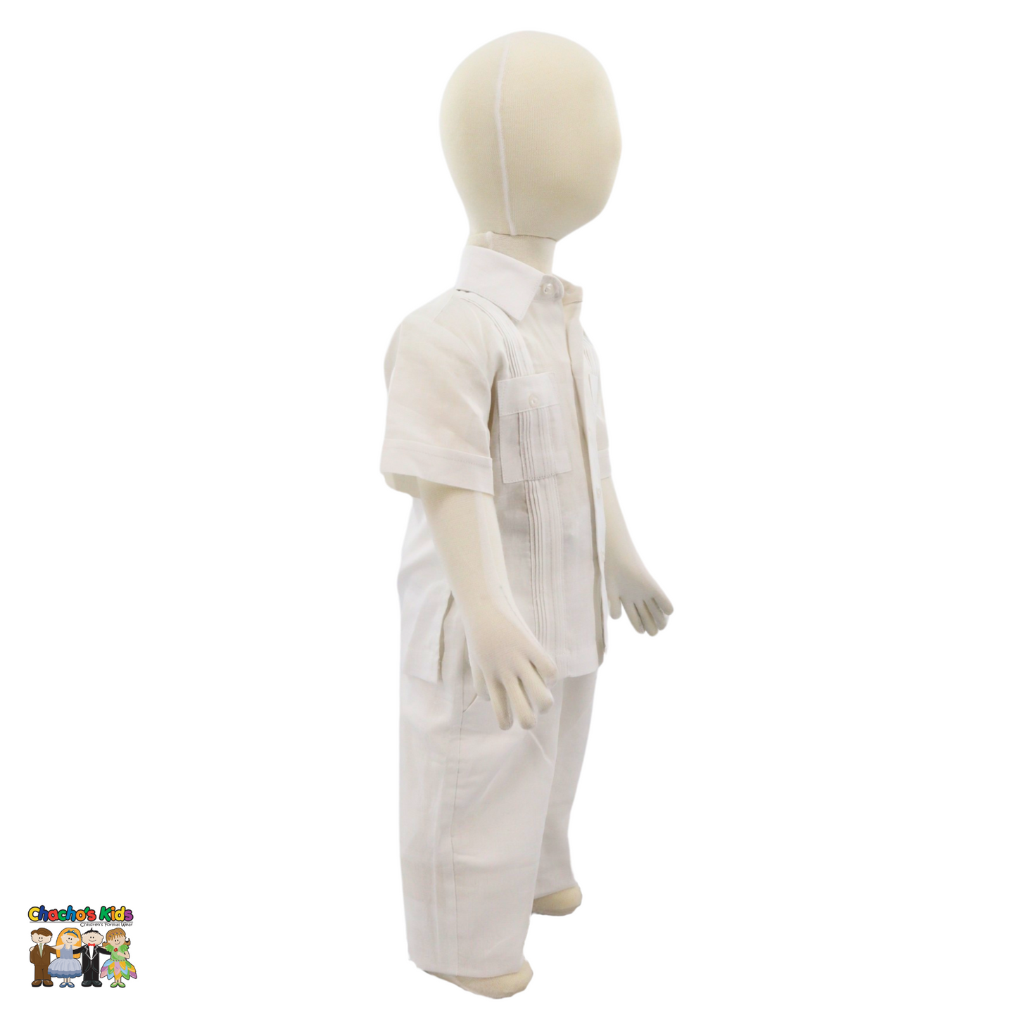 Boys Linen Guayabera Set (White)