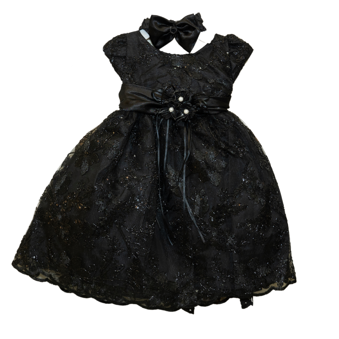 Baby Party / Flower Girl Dress (D-1664)-Girls-Black-S-Chacho's-Kids