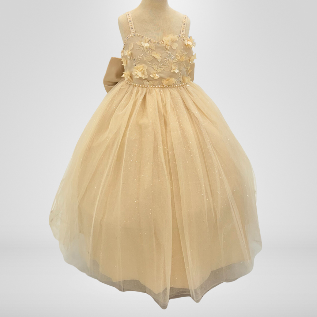 Ball Gown Dress (9014)-Girls-Champagne-2-Chacho's Kids