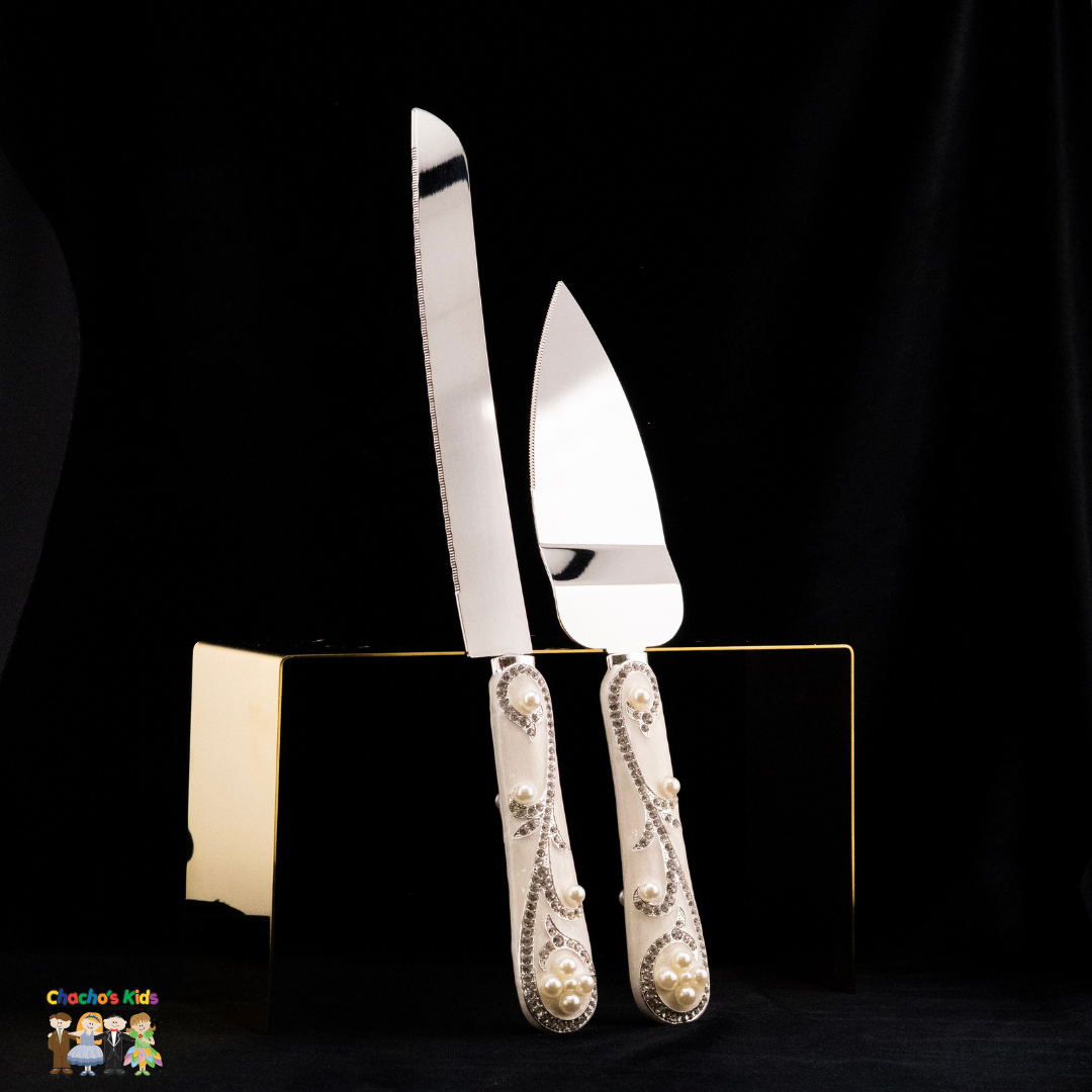 Super Elegant Wedding Wine Cups/ Wedding Knife & Serving Set-Silver-NF611-Wedding Accessories-Chacho's Kids