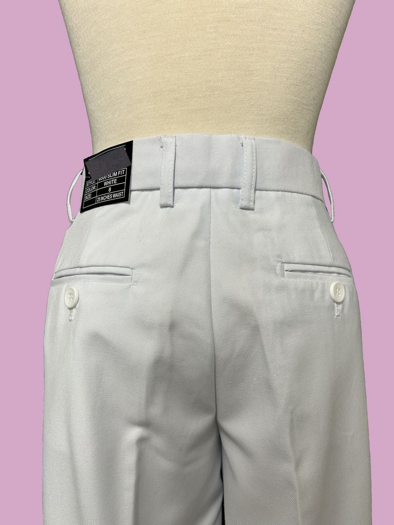 Boy's Dress Pants- Slim Fit (500)-Boys-White-1-Chacho’s Kids