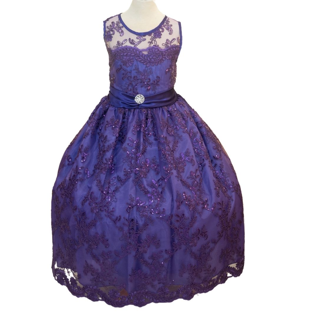 Party/Flower Girl Dress (D1550)-Girls-Purple-2-Chacho's Kids
