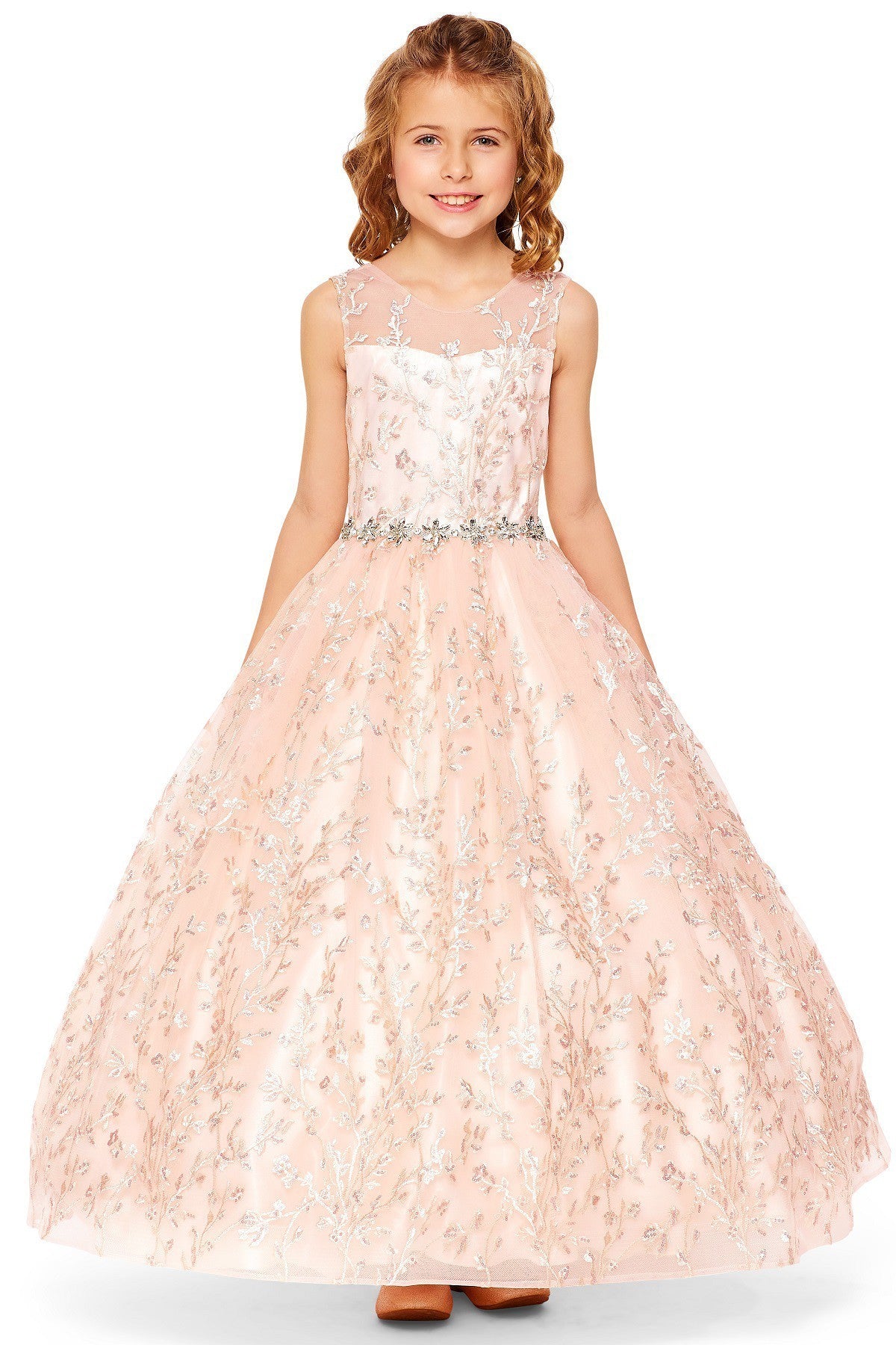 Ball Gown Dress (5109)-Girls-Rose Gold-2-Chacho's Kids