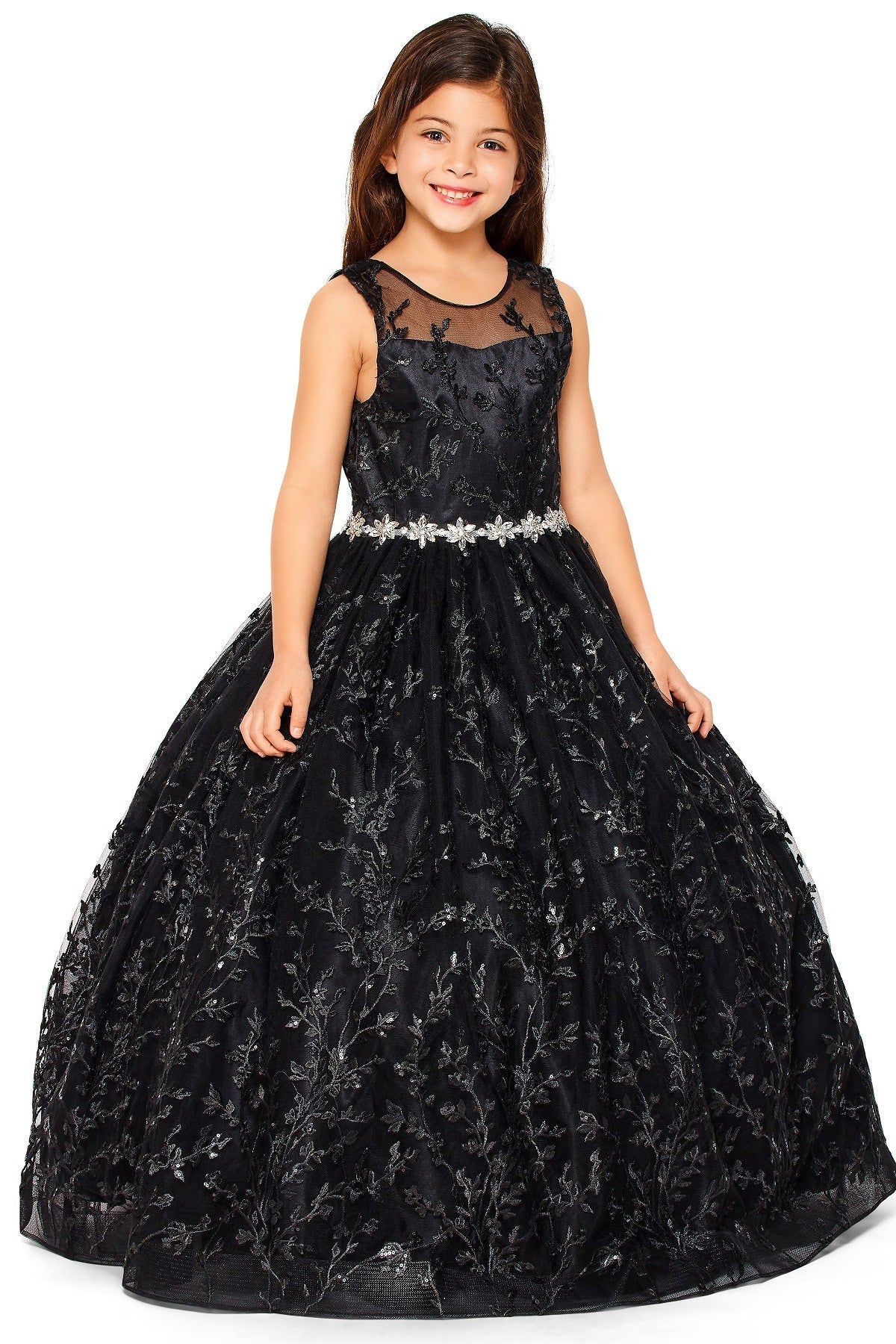Ball Gown Dress (5109)-Girls-Black-2-Chacho's Kids