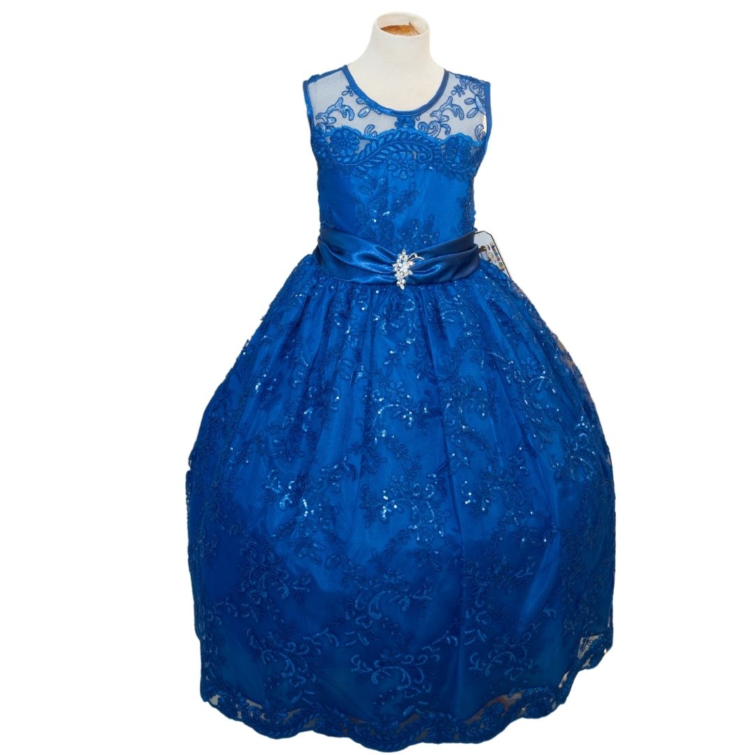 Party/Flower Girl Dress (D1550)-Girls-Royal Blue-2-Chacho's Kids